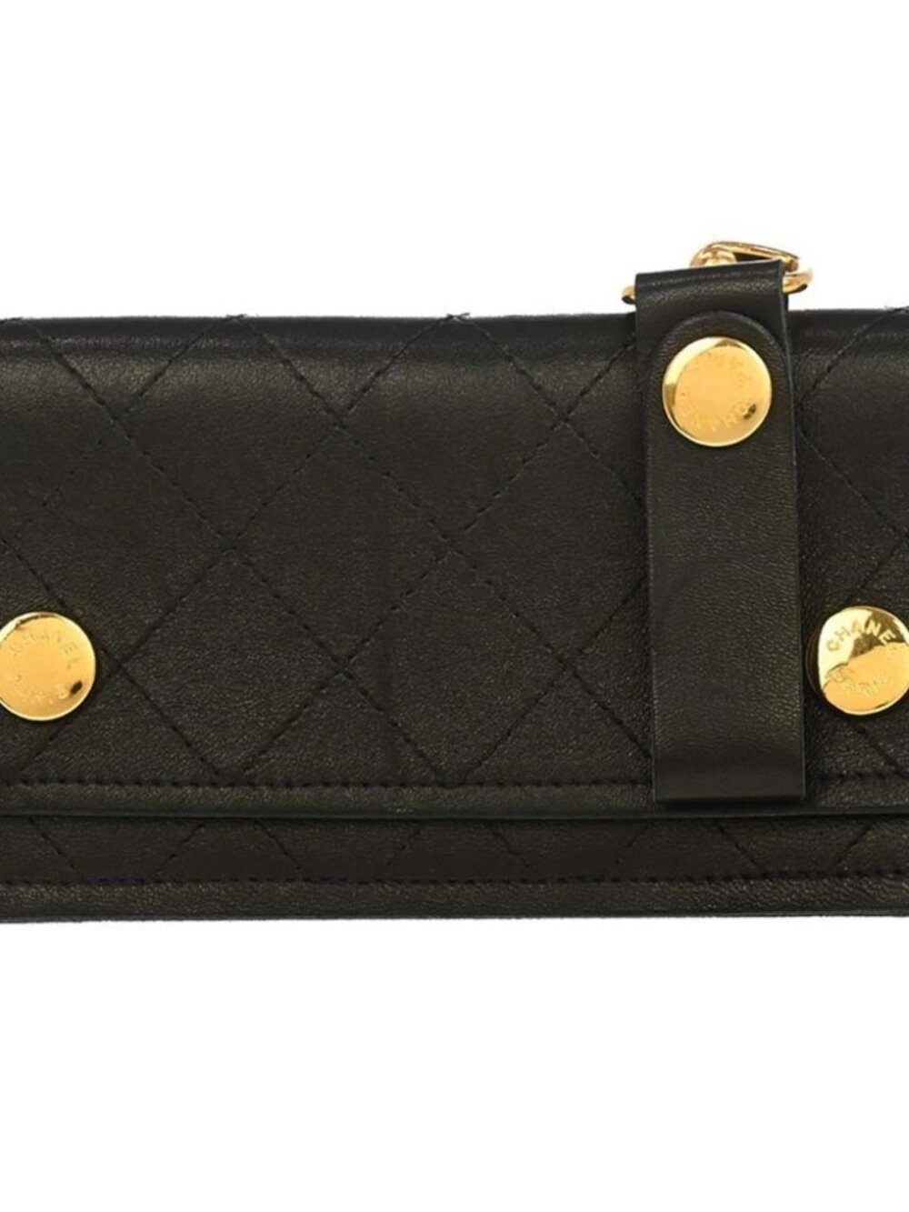 Chanel Black Lambskin Chain Wallet